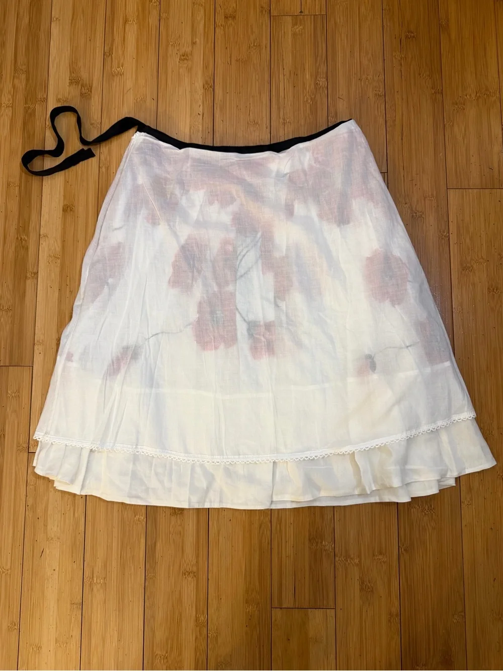 NWOT Anthropologie Mermaid White Red Floral Skirt Size S